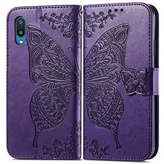 Leather Case Stands Butterfly Flip Cover Holder for Samsung Galaxy M02 Purple