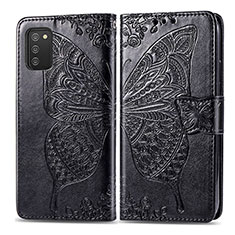 Leather Case Stands Butterfly Flip Cover Holder for Samsung Galaxy M02s Black