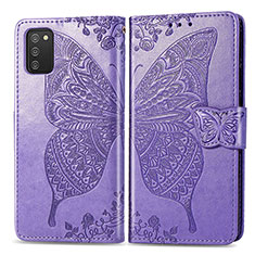 Leather Case Stands Butterfly Flip Cover Holder for Samsung Galaxy M02s Clove Purple