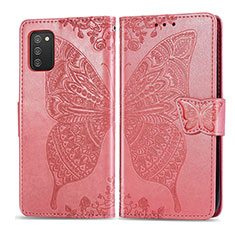 Leather Case Stands Butterfly Flip Cover Holder for Samsung Galaxy M02s Hot Pink