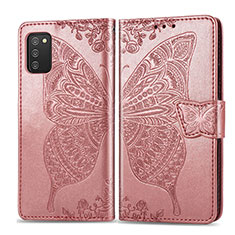 Leather Case Stands Butterfly Flip Cover Holder for Samsung Galaxy M02s Pink