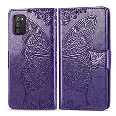Leather Case Stands Butterfly Flip Cover Holder for Samsung Galaxy M02s Purple