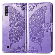 Leather Case Stands Butterfly Flip Cover Holder for Samsung Galaxy M10 Clove Purple