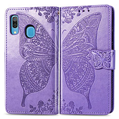 Leather Case Stands Butterfly Flip Cover Holder for Samsung Galaxy M10S Clove Purple