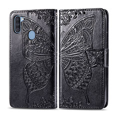 Leather Case Stands Butterfly Flip Cover Holder for Samsung Galaxy M11 Black