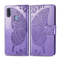 Leather Case Stands Butterfly Flip Cover Holder for Samsung Galaxy M11 Clove Purple