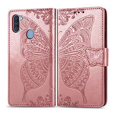 Leather Case Stands Butterfly Flip Cover Holder for Samsung Galaxy M11 Pink