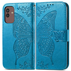 Leather Case Stands Butterfly Flip Cover Holder for Samsung Galaxy M13 5G Blue