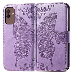 Leather Case Stands Butterfly Flip Cover Holder for Samsung Galaxy M13 5G Clove Purple