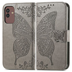 Leather Case Stands Butterfly Flip Cover Holder for Samsung Galaxy M13 5G Gray