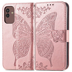 Leather Case Stands Butterfly Flip Cover Holder for Samsung Galaxy M13 5G Pink