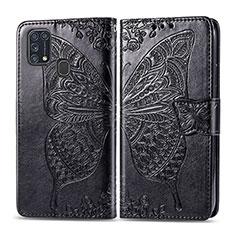 Leather Case Stands Butterfly Flip Cover Holder for Samsung Galaxy M21s Black