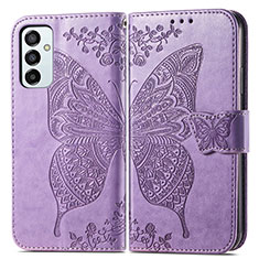 Leather Case Stands Butterfly Flip Cover Holder for Samsung Galaxy M23 5G Clove Purple