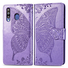 Leather Case Stands Butterfly Flip Cover Holder for Samsung Galaxy M30 Clove Purple