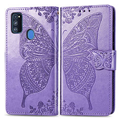 Leather Case Stands Butterfly Flip Cover Holder for Samsung Galaxy M30s Clove Purple