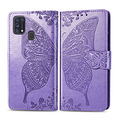 Leather Case Stands Butterfly Flip Cover Holder for Samsung Galaxy M31 Prime Edition Clove Purple