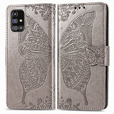 Leather Case Stands Butterfly Flip Cover Holder for Samsung Galaxy M31s Gray