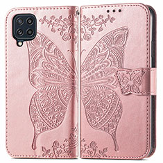 Leather Case Stands Butterfly Flip Cover Holder for Samsung Galaxy M32 4G Pink