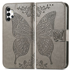Leather Case Stands Butterfly Flip Cover Holder for Samsung Galaxy M32 5G Gray