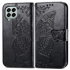 Leather Case Stands Butterfly Flip Cover Holder for Samsung Galaxy M33 5G Black