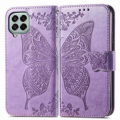 Leather Case Stands Butterfly Flip Cover Holder for Samsung Galaxy M33 5G Clove Purple