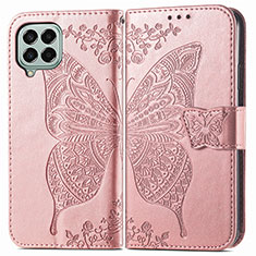 Leather Case Stands Butterfly Flip Cover Holder for Samsung Galaxy M33 5G Pink