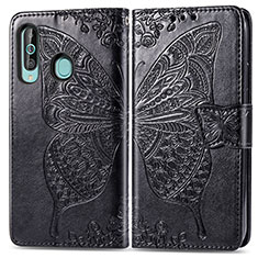Leather Case Stands Butterfly Flip Cover Holder for Samsung Galaxy M40 Black