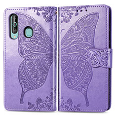 Leather Case Stands Butterfly Flip Cover Holder for Samsung Galaxy M40 Clove Purple
