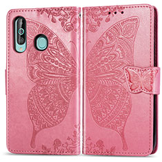 Leather Case Stands Butterfly Flip Cover Holder for Samsung Galaxy M40 Hot Pink