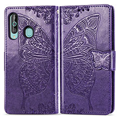 Leather Case Stands Butterfly Flip Cover Holder for Samsung Galaxy M40 Purple