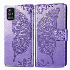 Leather Case Stands Butterfly Flip Cover Holder for Samsung Galaxy M40S Clove Purple