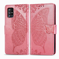 Leather Case Stands Butterfly Flip Cover Holder for Samsung Galaxy M40S Hot Pink