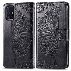 Leather Case Stands Butterfly Flip Cover Holder for Samsung Galaxy M51 Black