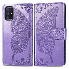 Leather Case Stands Butterfly Flip Cover Holder for Samsung Galaxy M51 Clove Purple