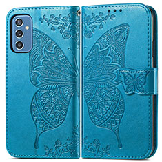 Leather Case Stands Butterfly Flip Cover Holder for Samsung Galaxy M52 5G Blue