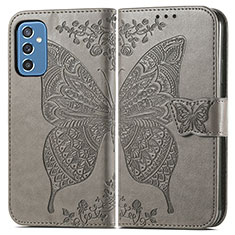 Leather Case Stands Butterfly Flip Cover Holder for Samsung Galaxy M52 5G Gray