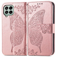 Leather Case Stands Butterfly Flip Cover Holder for Samsung Galaxy M53 5G Pink