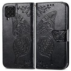 Leather Case Stands Butterfly Flip Cover Holder for Samsung Galaxy M62 4G Black