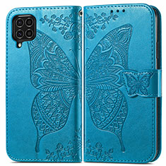 Leather Case Stands Butterfly Flip Cover Holder for Samsung Galaxy M62 4G Blue