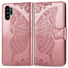 Leather Case Stands Butterfly Flip Cover Holder for Samsung Galaxy Note 10 Plus 5G Pink
