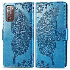 Leather Case Stands Butterfly Flip Cover Holder for Samsung Galaxy Note 20 5G Blue