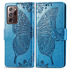 Leather Case Stands Butterfly Flip Cover Holder for Samsung Galaxy Note 20 Ultra 5G Blue