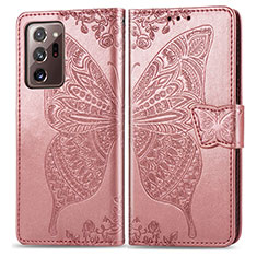 Leather Case Stands Butterfly Flip Cover Holder for Samsung Galaxy Note 20 Ultra 5G Pink