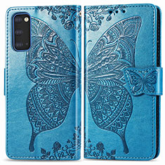 Leather Case Stands Butterfly Flip Cover Holder for Samsung Galaxy S20 5G Blue