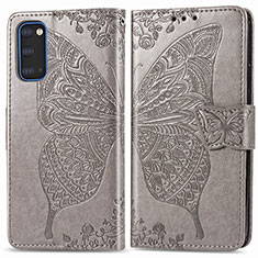 Leather Case Stands Butterfly Flip Cover Holder for Samsung Galaxy S20 5G Gray
