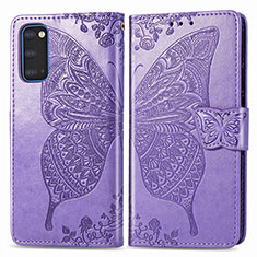 Leather Case Stands Butterfly Flip Cover Holder for Samsung Galaxy S20 Clove Purple