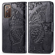 Leather Case Stands Butterfly Flip Cover Holder for Samsung Galaxy S20 FE (2022) 5G Black