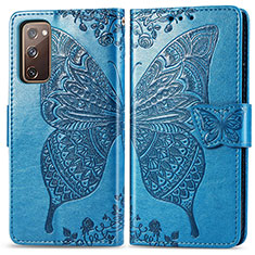 Leather Case Stands Butterfly Flip Cover Holder for Samsung Galaxy S20 FE (2022) 5G Blue