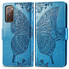 Leather Case Stands Butterfly Flip Cover Holder for Samsung Galaxy S20 FE 5G Blue