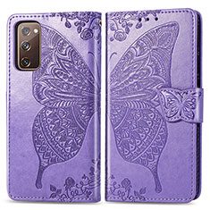 Leather Case Stands Butterfly Flip Cover Holder for Samsung Galaxy S20 FE 5G Clove Purple